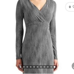 Athleta Wrap It Up Black & White Dot Long Sleeved Lined Faux Wrap Dress Medium